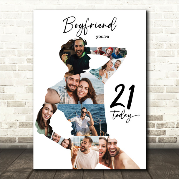 Photo Collage 21st Birthday Custom Gift For Boyfriend 9-Photo Print Or Canvas