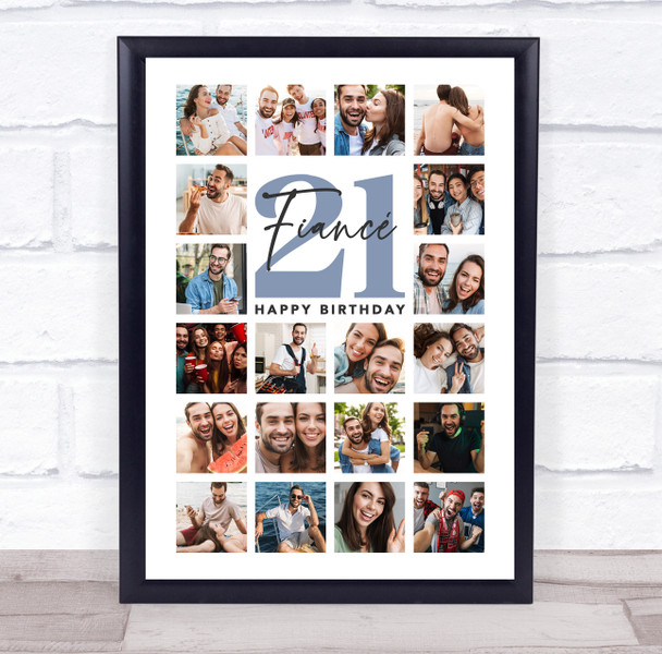 Photo Collage 21st Birthday Gift For Fiancé 20-Photo Portrait Print Or Canvas