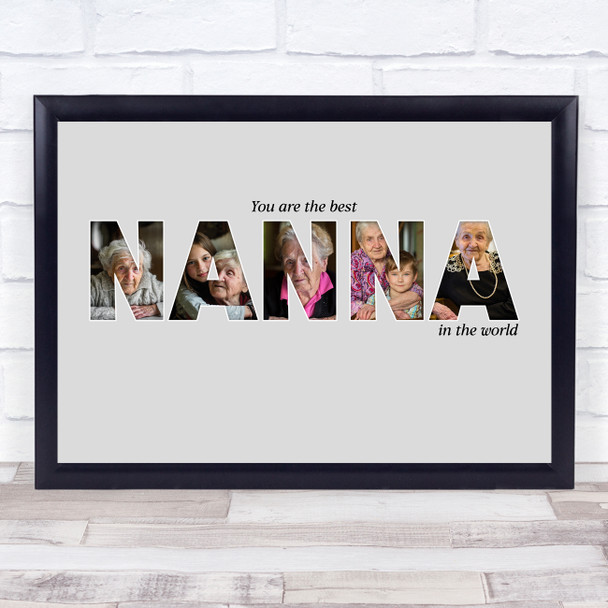 Photo Collage Grey 5-Photo Custom Gift For Nanna Any Occasion Print Or Canvas