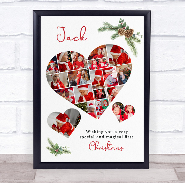 Photo Collage First Christmas Gift For Baby 19-Photo s Floral Print Or Canvas