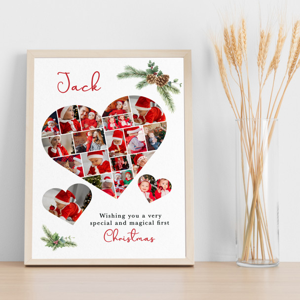 Photo Collage First Christmas Gift For Baby 19-Photo s Floral Print Or Canvas