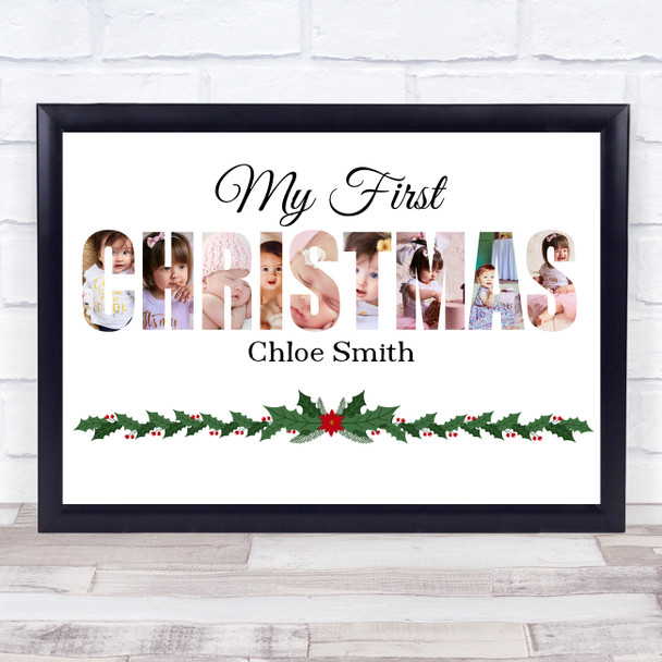 Photo Collage First Christmas Gift For Baby 9-Photo Christmas Print Or Canvas