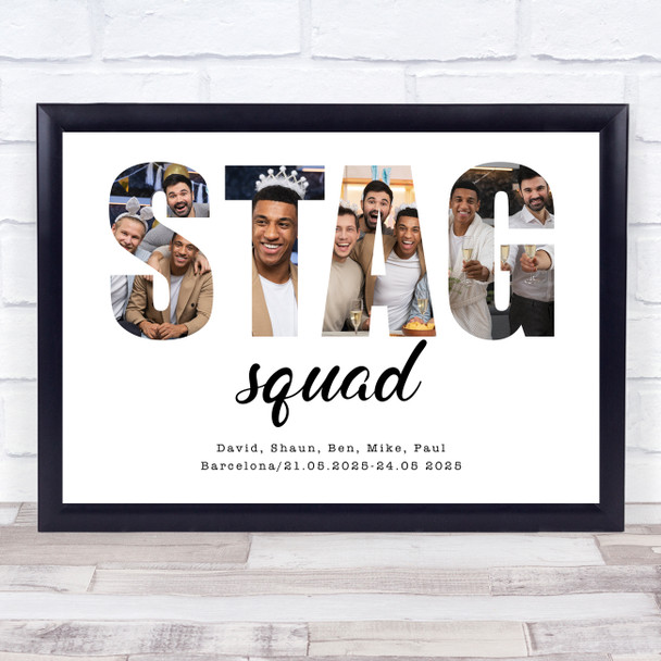 Photo Collage Stag Do Gift 4-Photo Custom Gift For Stag Squad Print Or Canvas