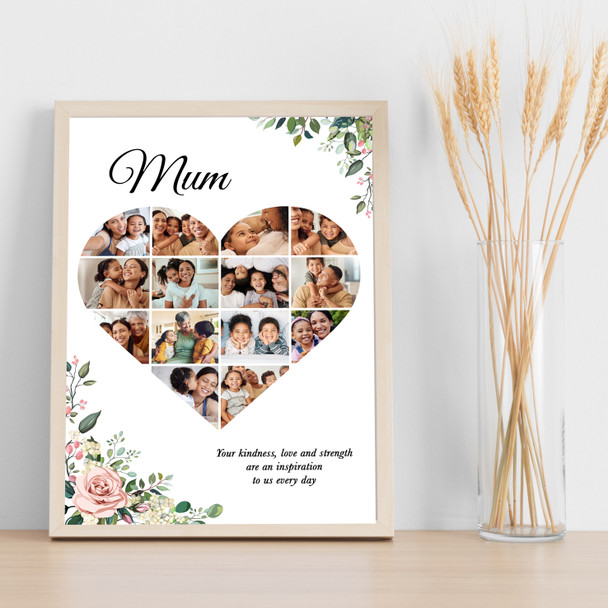 Photo Collage Gift For Mum Mother's Day 14-Photo Pink Floral Print Or Canvas