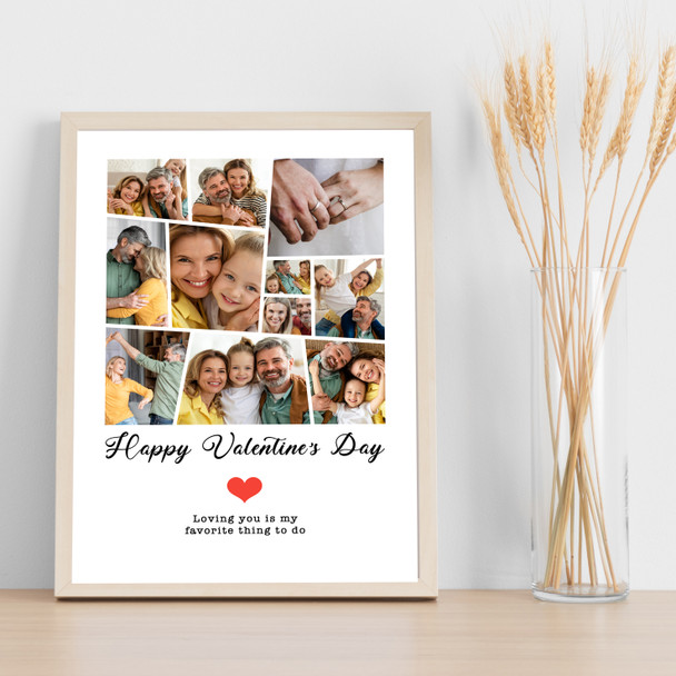 Photo Collage Valentine's Day Custom Gift 11-Photo Red Heart Print Or Canvas