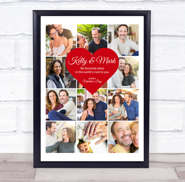 Photo Collage Valentine's Day Custom Gift 13-Photo Red Heart Print Or Canvas