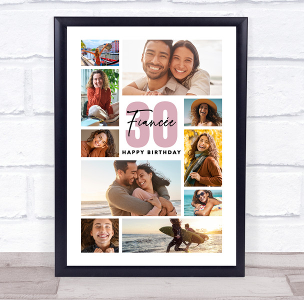 Photo Collage 30th Birthday Custom Gift For Fiancée 10-Photo Print Or Canvas