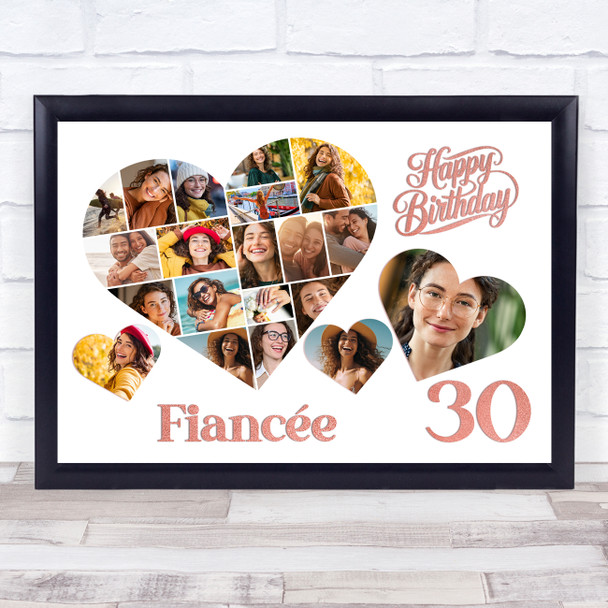 Photo Collage 30th Birthday Gift For Fiancée 20-Photo Hearts Print Or Canvas Photo Collage 30th Birthday Gift For Fiancée 20-Photo Hearts Print Or Canvas