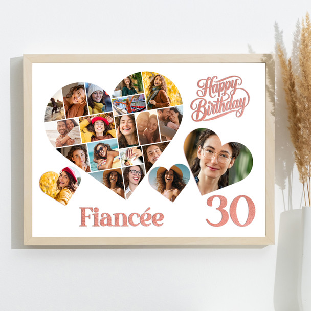 Photo Collage 30th Birthday Gift For Fiancée 20-Photo Hearts Print Or Canvas Photo Collage 30th Birthday Gift For Fiancée 20-Photo Hearts Print Or Canvas