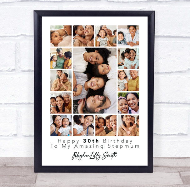 Photo Collage 30th Birthday Custom Gift For Stepmum 15-Photo Print Or Canvas