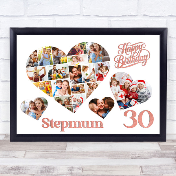 Photo Collage 30th Birthday Gift For Stepmum 20-Photo Hearts Print Or Canvas Photo Collage 30th Birthday Gift For Stepmum 20-Photo Hearts Print Or Canvas