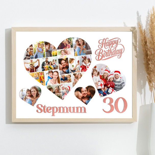 Photo Collage 30th Birthday Gift For Stepmum 20-Photo Hearts Print Or Canvas Photo Collage 30th Birthday Gift For Stepmum 20-Photo Hearts Print Or Canvas