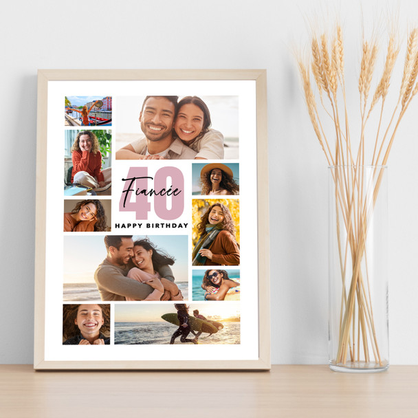 Photo Collage 40th Birthday Custom Gift For Fiancée 10-Photo Print Or Canvas