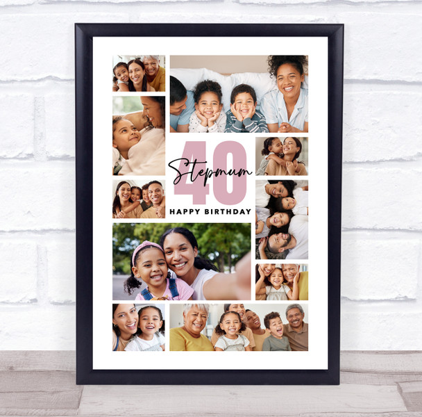 Photo Collage 40th Birthday Custom Gift For Stepmum 10-Photo Print Or Canvas