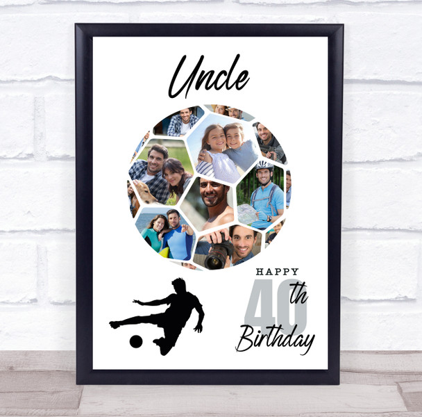 Photo Collage 40th Birthday Gift For Uncle 14-Photo Football Print Or Canvas