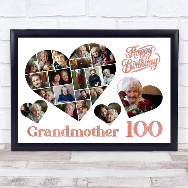 Photo Collage 100th Birthday Gift For Grandmother 20-Photo s Print Or Canvas