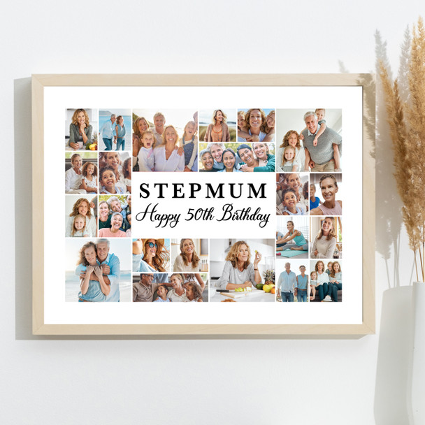 Photo Collage 50th Birthday Custom Gift For Stepmum 22-Photo Print Or Canvas