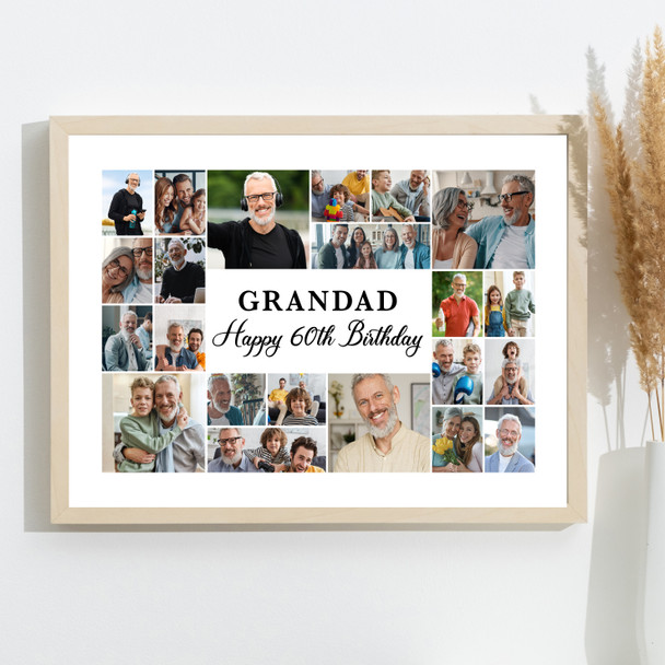 Photo Collage 60th Birthday Custom Gift For Grandad 22-Photo Print Or Canvas