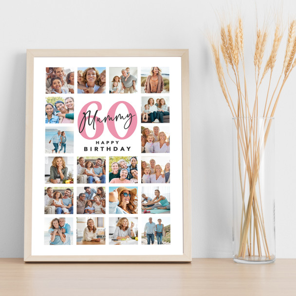 Photo Collage 60th Birthday Gift For Mummy 20-Photo Portrait Print Or Canvas
