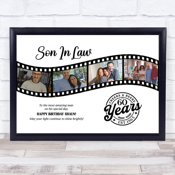 Photo Collage 60th Birthday Gift For Son-In-Law 4-Photo Film Print Or Canvas