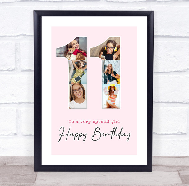 Photo Collage 6-Photo 11th Birthday Gift For Girls Kids Pink Print Or Canvas Photo Collage 6-Photo 11th Birthday Gift For Girls Kids Pink Print Or Canvas