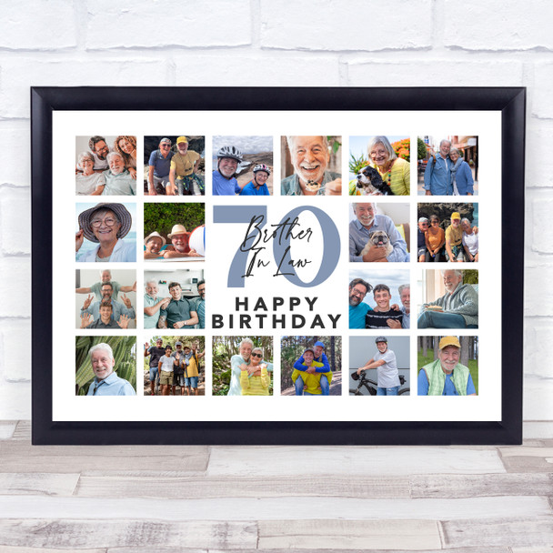 Photo Collage 70th Birthday Gift For Brother-In-Law 20-Photo Print Or Canvas