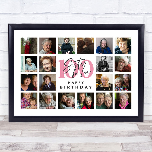 Photo Collage 100th Birthday Gift For Sister-In-Law 20-Photo Print Or Canvas