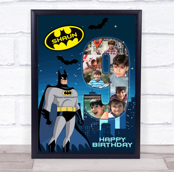 Photo Collage 7-Photo 9th Birthday Gift For Kids Boys Batman Print Or Canvas