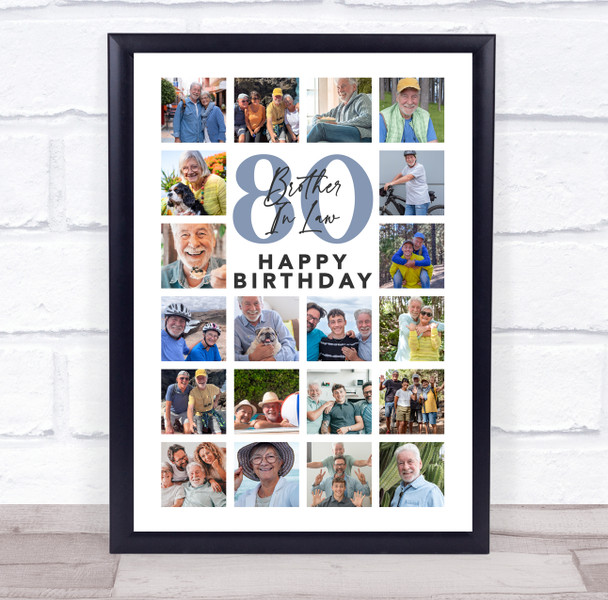 Photo Collage 80th Birthday Gift For Brother-In-Law 20-Photo Print Or Canvas