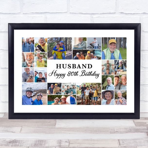 Photo Collage 80th Birthday Custom Gift For Husband 22-Photo Print Or Canvas