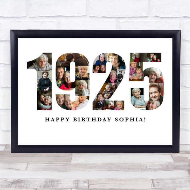Photo Collage White Birthday Gift For Her 26-Photo Year 1925 Print Or Canvas