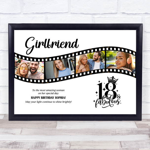 Photo Collage 18th Birthday Gift For Girlfriend 4-Photo Film Print Or Canvas