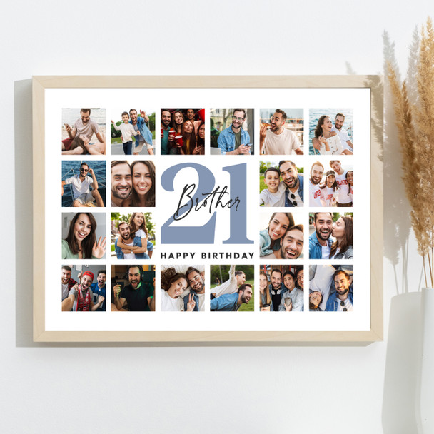 Photo Collage 21st Birthday Custom Gift For Brother 20-Photo Print Or Canvas
