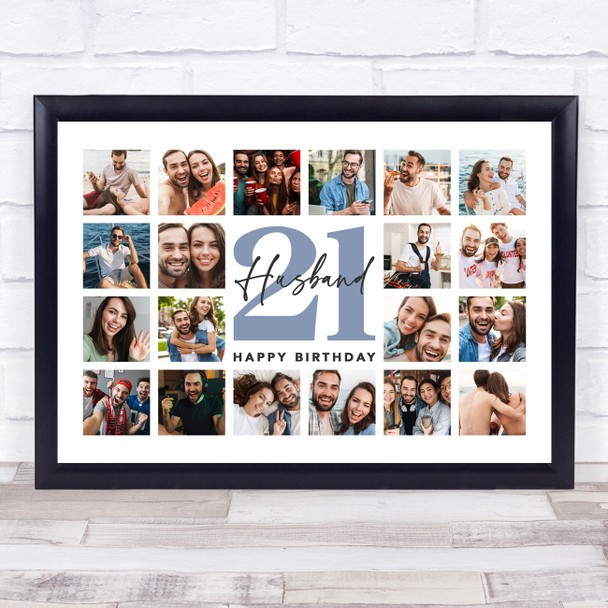 Photo Collage 21st Birthday Custom Gift For Husband 20-Photo Print Or Canvas