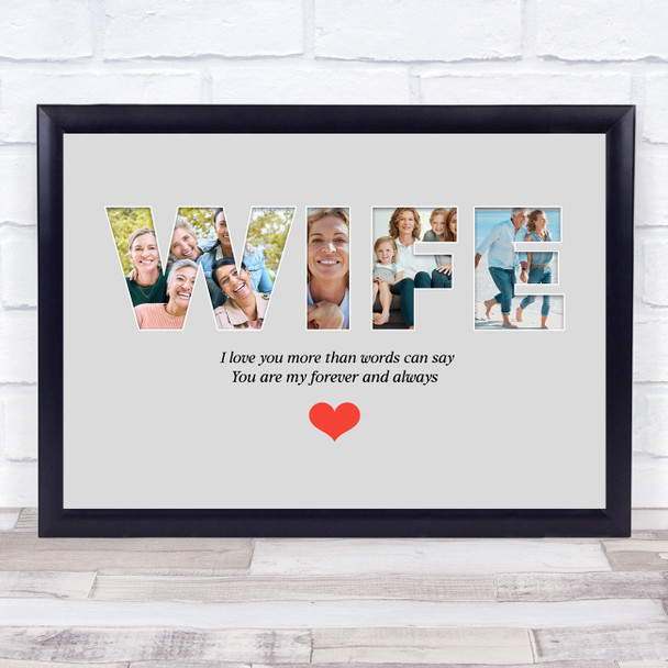 Photo Collage Grey 4-Photo Custom Gift For Wife Any Occasion Print Or Canvas