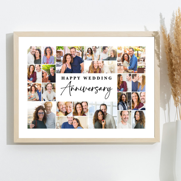 Photo Collage Wedding Anniversary Custom Gift 22-Photo White Print Or Canvas