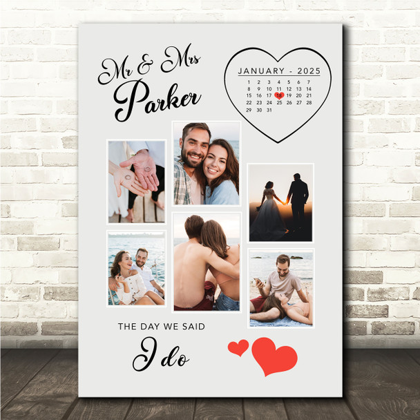Photo Collage Wedding Anniversary Gift 6-Photo Calendar Date Print Or Canvas