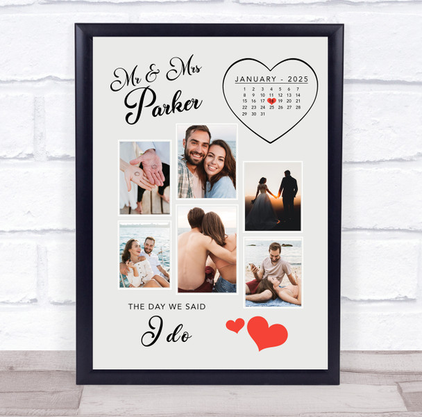 Photo Collage Wedding Anniversary Gift 6-Photo Calendar Date Print Or Canvas