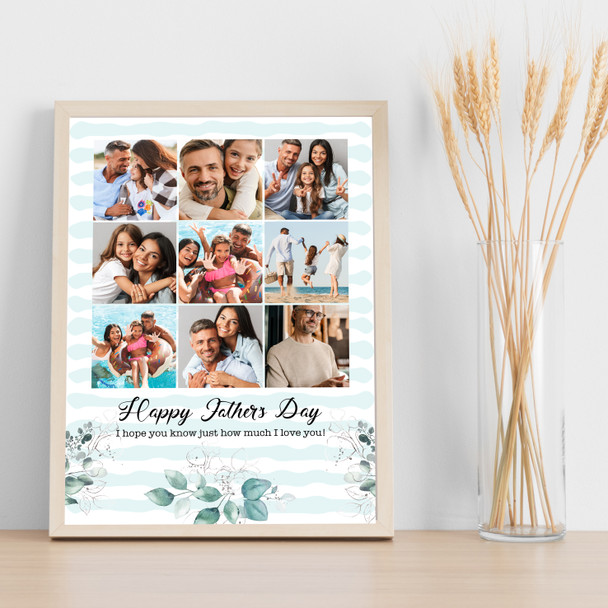 Photo Collage Father's Day Custom Gift 9-Photo Green Floral Print Or Canvas