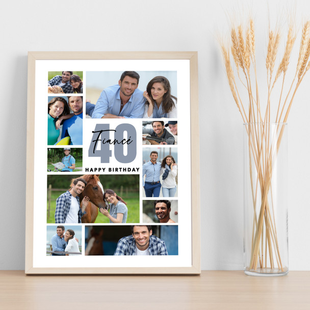 Photo Collage 40th Birthday Custom Gift For Fiancé 10-Photo Print Or Canvas