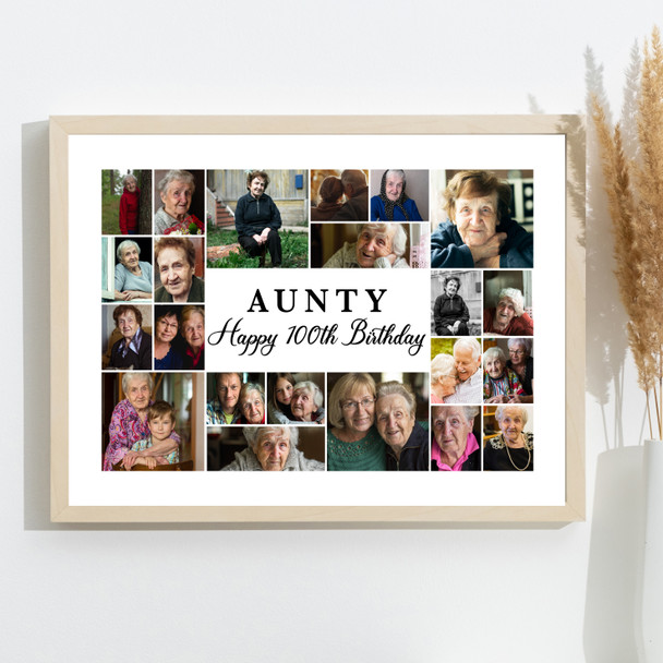 Photo Collage 100th Birthday Custom Gift For Aunty 22-Photo Print Or Canvas