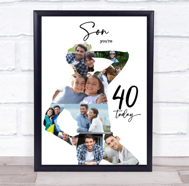 Photo Collage 40th Birthday Custom Gift For Son 9-Photo Man Print Or Canvas