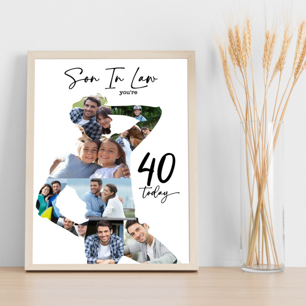 Photo Collage 40th Birthday Gift For Son-In-Law 9-Photo Man Print Or Canvas