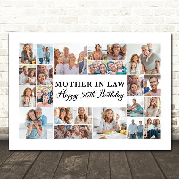 Photo Collage 50th Birthday Gift For Mother-In-Law 22-Photo Print Or Canvas