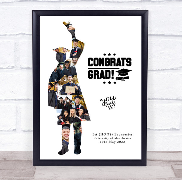 Photo Collage Graduation Gift For Student 12-Photo Male Graduate Print Or Canvas