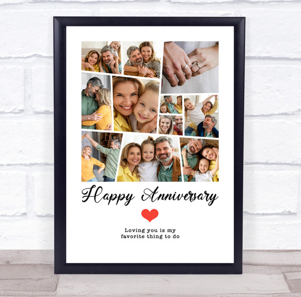 Photo Collage Wedding Anniversary Custom Gift 11-Photo Red Heart Print Or Canvas