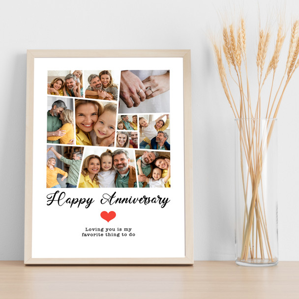 Photo Collage Wedding Anniversary Custom Gift 11-Photo Red Heart Print Or Canvas
