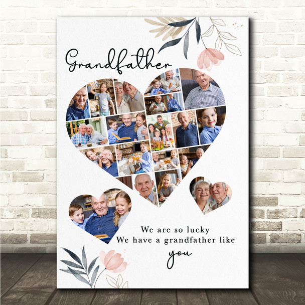 Photo Collage Custom Gift For Grandfather Father's Day 19-Photo Print Canvas
