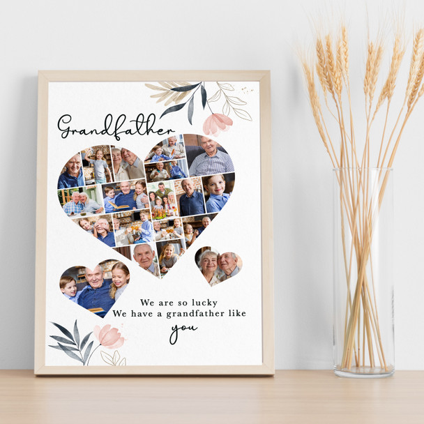 Photo Collage Custom Gift For Grandfather Father's Day 19-Photo Print Canvas