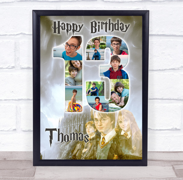 Photo Collage 10-Photo 13th Birthday Gift For Boys Harry Potter Print Canvas